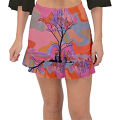 Tree Landscape Abstract Nature Colorful Scene Fishtail Mini Chiffon Skirt