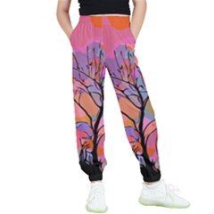 Tree Landscape Abstract Nature Colorful Scene Kids  Elastic Waist Pants