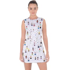 Social-media Lace Up Front Bodycon Dress