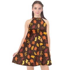 Thanksgiving Halter Neckline Chiffon Dress 