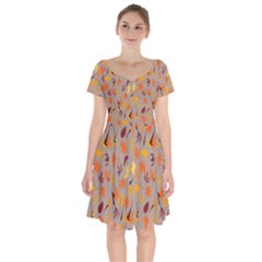 Thanksgiving-002 Short Sleeve Bardot Dress