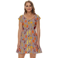 Thanksgiving-002 Short Sleeve Tiered Mini Dress