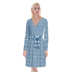Floral-001 Long Sleeve Velvet Front Wrap Dress