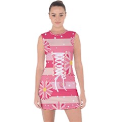 Floral-002 Lace Up Front Bodycon Dress