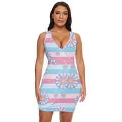 Flowers-023 Draped Bodycon Dress