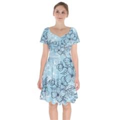 Flowers-25 Short Sleeve Bardot Dress