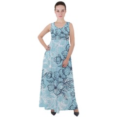 Flowers-25 Empire Waist Velour Maxi Dress