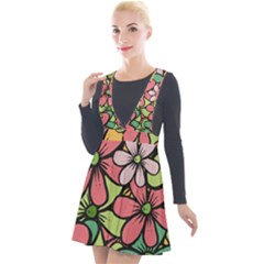 Flowers-27 Plunge Pinafore Velour Dress