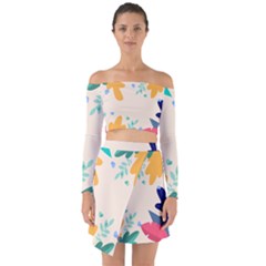 Border Leaves Design Frame Off Shoulder Top With Skirt Set