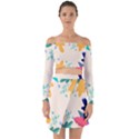 Border Leaves Design Frame Off Shoulder Top with Skirt Set View1