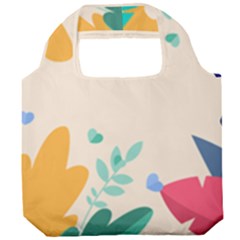 Border Leaves Design Frame Foldable Grocery Recycle Bag