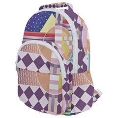Abstract Shapes Colors Gradient Rounded Multi Pocket Backpack