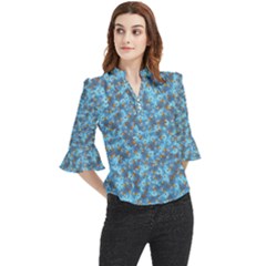 Angry Baby Chicken Illustration Random Pattern Loose Horn Sleeve Chiffon Blouse