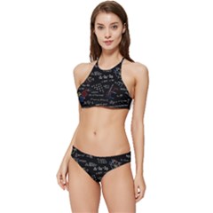Black Background Text Overlay  Mathematics Formula Banded Triangle Bikini Set