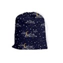 Hand Drawn Scratch Style Night Sky With Moon Cloud Space Among Stars Seamless Pattern Vector Design Drawstring Pouch (Large) View1