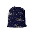 Hand Drawn Scratch Style Night Sky With Moon Cloud Space Among Stars Seamless Pattern Vector Design Drawstring Pouch (Large) View2