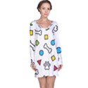 Dog Paw Seamless Pattern Footprint Bone Long Sleeve Nightdress View1