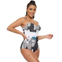Cute Cat Hand Drawn Cartoon Style Retro Full Coverage Swimsuit View3