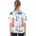 Nautical-elements-pattern-background V-Neck Dolman Drape Top View2