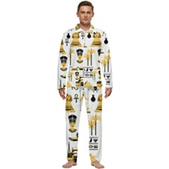 Egypt-symbols-decorative-icons-set Men s Long Sleeve Velvet Pocket Pajamas Set