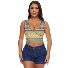 Seamless-pattern-egyptian-ornament-with-lotus-flower Women s Sleeveless Wrap Top