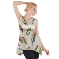 Vector-boho-doodle-feathers-seamless-pattern-illustration Side Drop Tank Tunic