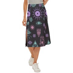Vintage-seamless-pattern-with-tribal-art-african-style-drawing Midi Panel Skirt