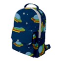 Seamless Pattern Ufo With Star Space Galaxy Background Flap Pocket Backpack (Large) View1