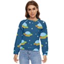 Seamless Pattern Ufo With Star Space Galaxy Background Women s Long Sleeve Raglan Tee View1