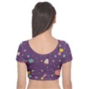 Space Travels Seamless Pattern Vector Cartoon Velvet Short Sleeve Crop Top  View2
