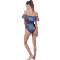 Space Seamless Pattern Frill Detail One Piece Swimsuit View2