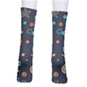 Rocketship Astronaut Space Seamless Pattern Crew Socks View2