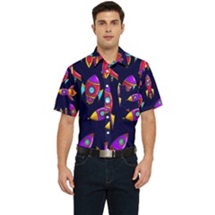 Space Pattern Men s Short Sleeve Pocket Shirt 