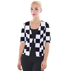 Chess Board Background Design Cropped Button Cardigan