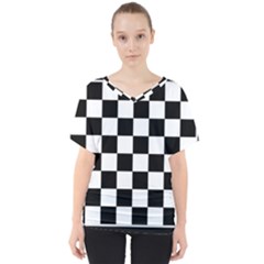 Chess Board Background Design V-neck Dolman Drape Top
