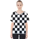 Chess board background design V-Neck Dolman Drape Top View1