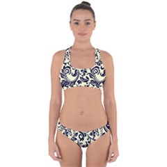Tribal Flowers Cross Back Hipster Bikini Set