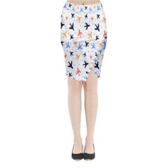 Sky Birds - Airplanes Midi Wrap Pencil Skirt