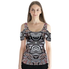 Autumn Patterns Butterfly Sleeve Cutout Tee 