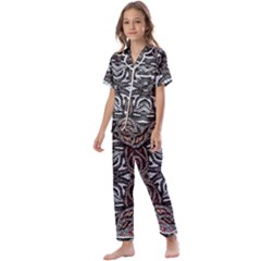 Autumn Patterns Kids  Satin Short Sleeve Pajamas Set