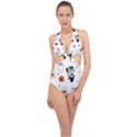Halloween Jack O Lantern Vector Halter Front Plunge Swimsuit View1