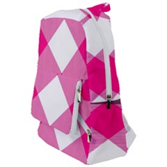 Pink And White Diagonal Plaids Travelers  Backpack