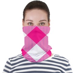 Pink And White Diagonal Plaids Face Seamless Bandana (adult)