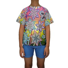 Flower Nature Garden Bloom Flora Kids  Short Sleeve Swimwear