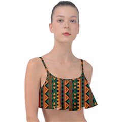 African Pattern Texture Frill Bikini Top