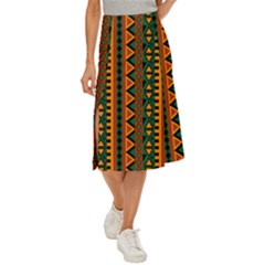 African Pattern Texture Midi Panel Skirt