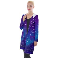 Realistic Night Sky With Constellation Hooded Pocket Cardigan