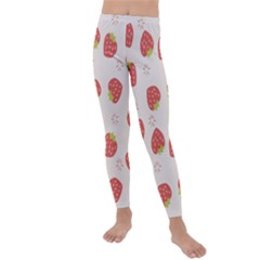 Strawberries Pattern Design Kids  Lightweight Velour Leggings by Wegoenart