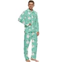 Elegant Swan Seamless Pattern Men s Long Sleeve Velvet Pocket Pajamas Set View2