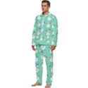 Elegant Swan Seamless Pattern Men s Long Sleeve Velvet Pocket Pajamas Set View3
